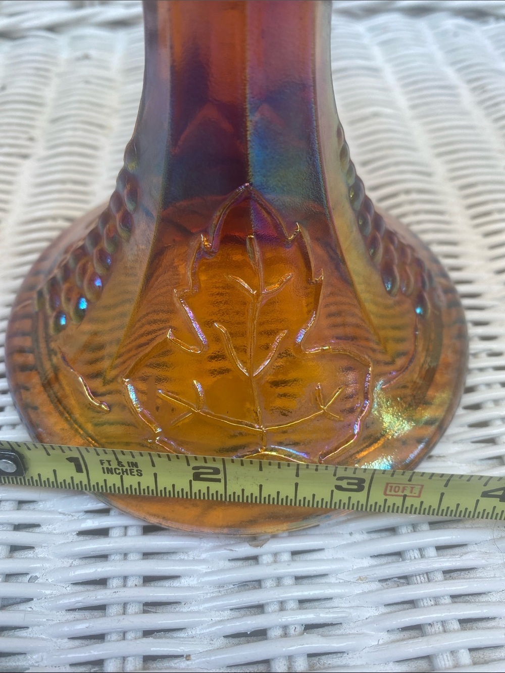 Vintage Amber Iridescent Gold
Carnival Indiana Glass Harvest
Pedestal Bowl - Picture 16 of 16